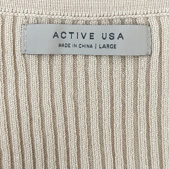 Active USA Rib Knit Bodycon Belted V-Neck Midi Dress - Picture 11 of 11